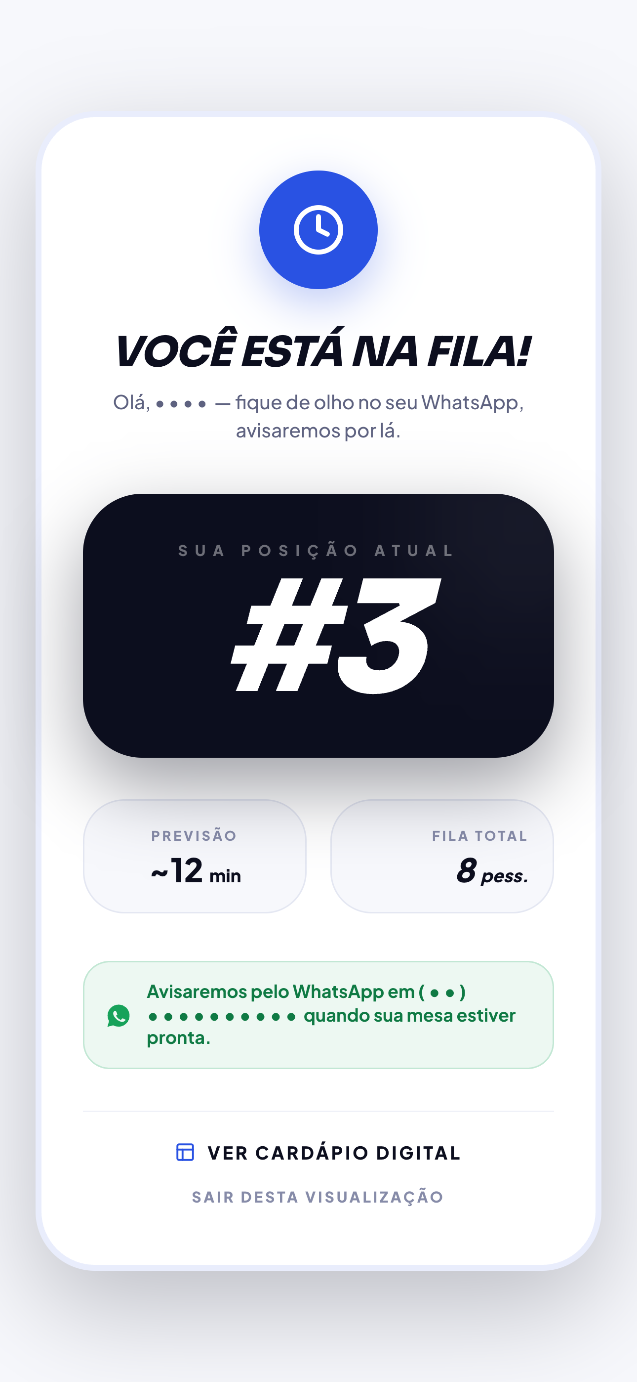 Lista de espera pública real do Leapp, visualização mobile