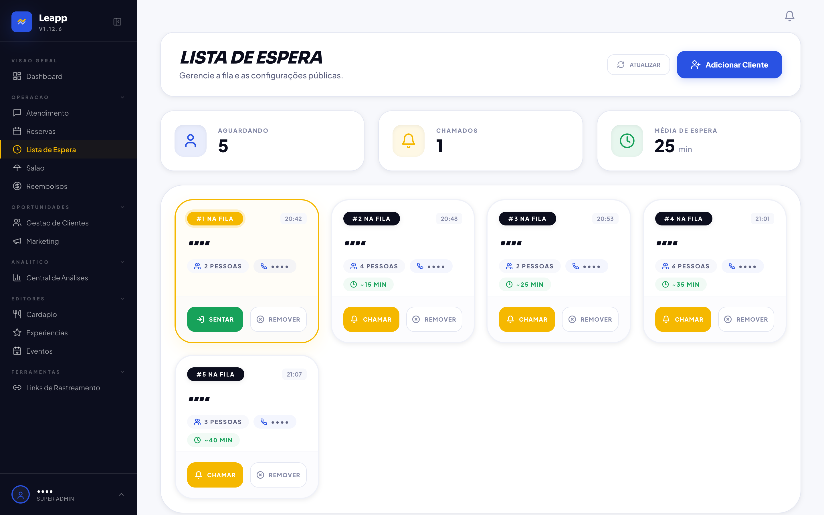Lista de espera do Leapp